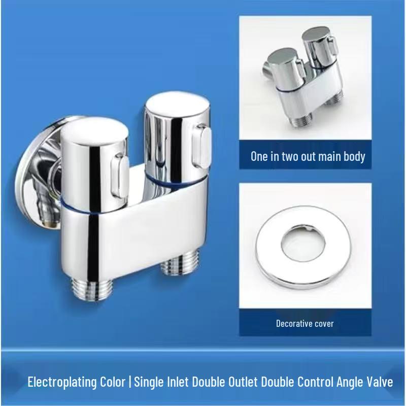 Válvula de Ângulo de Fluxo Grande de Controle Duplo: Torneira para Máquina de Lavar e Vaso Sanitário com 2 Saídas