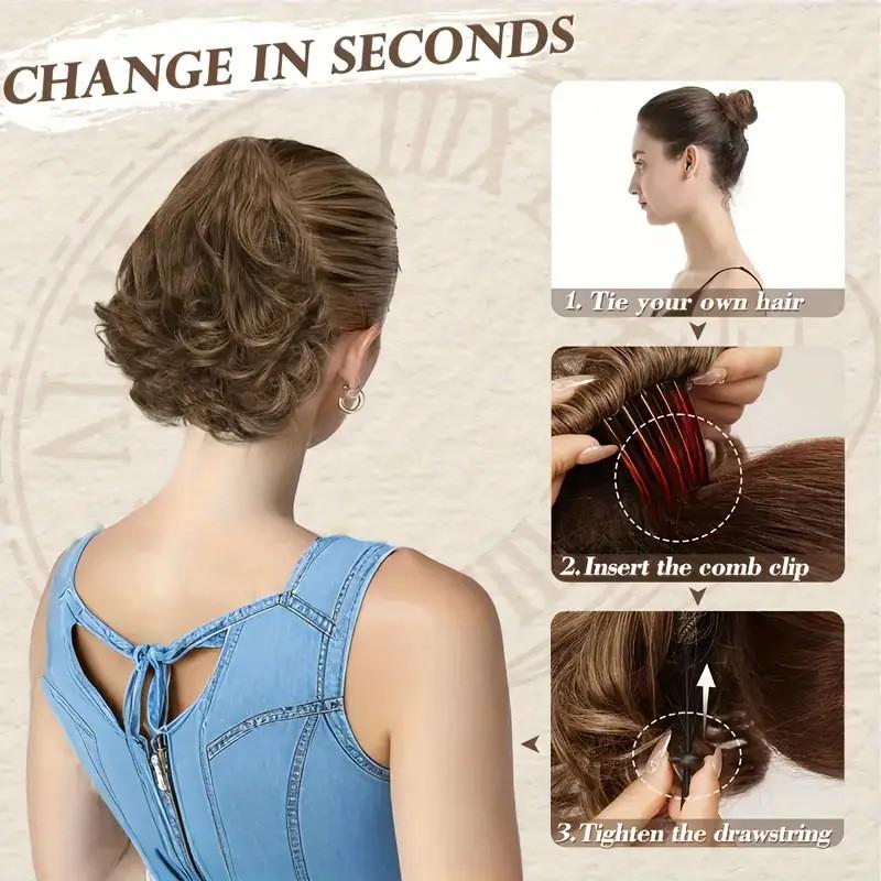 Womens Matte Curly Ponytail Hair Extensions Natural Fluffy Large Wave Synthetic