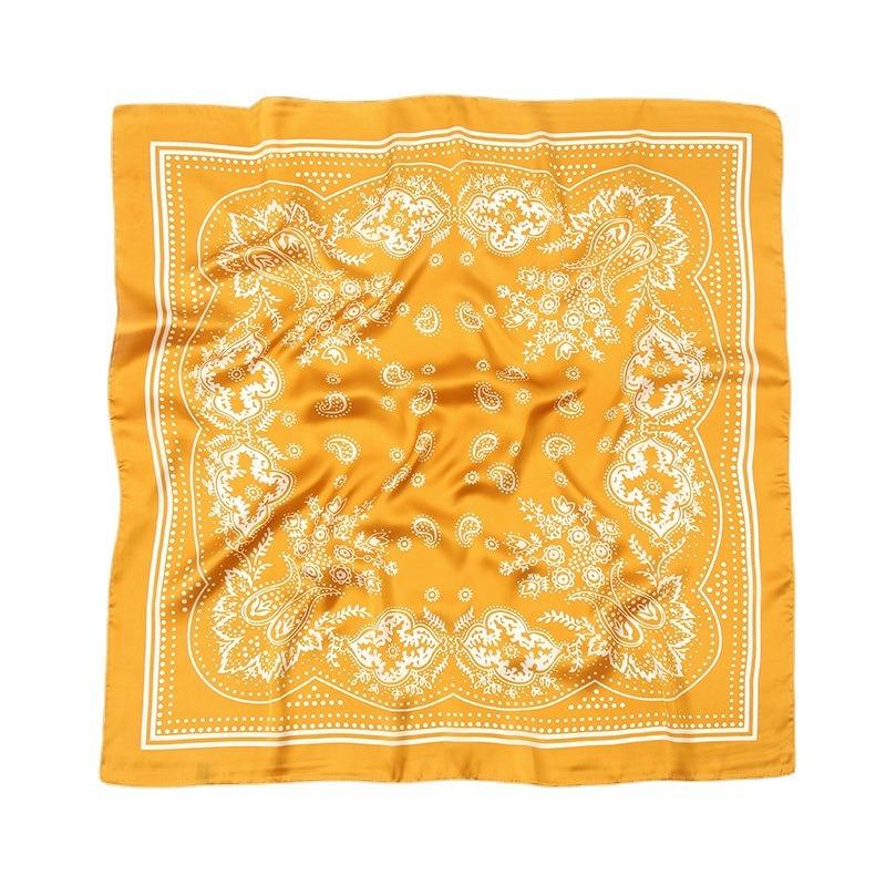 Summer new cashew flower versatile small square scarf simulation silk women's decorative scarf sunscreen multi-purpose silk scarf