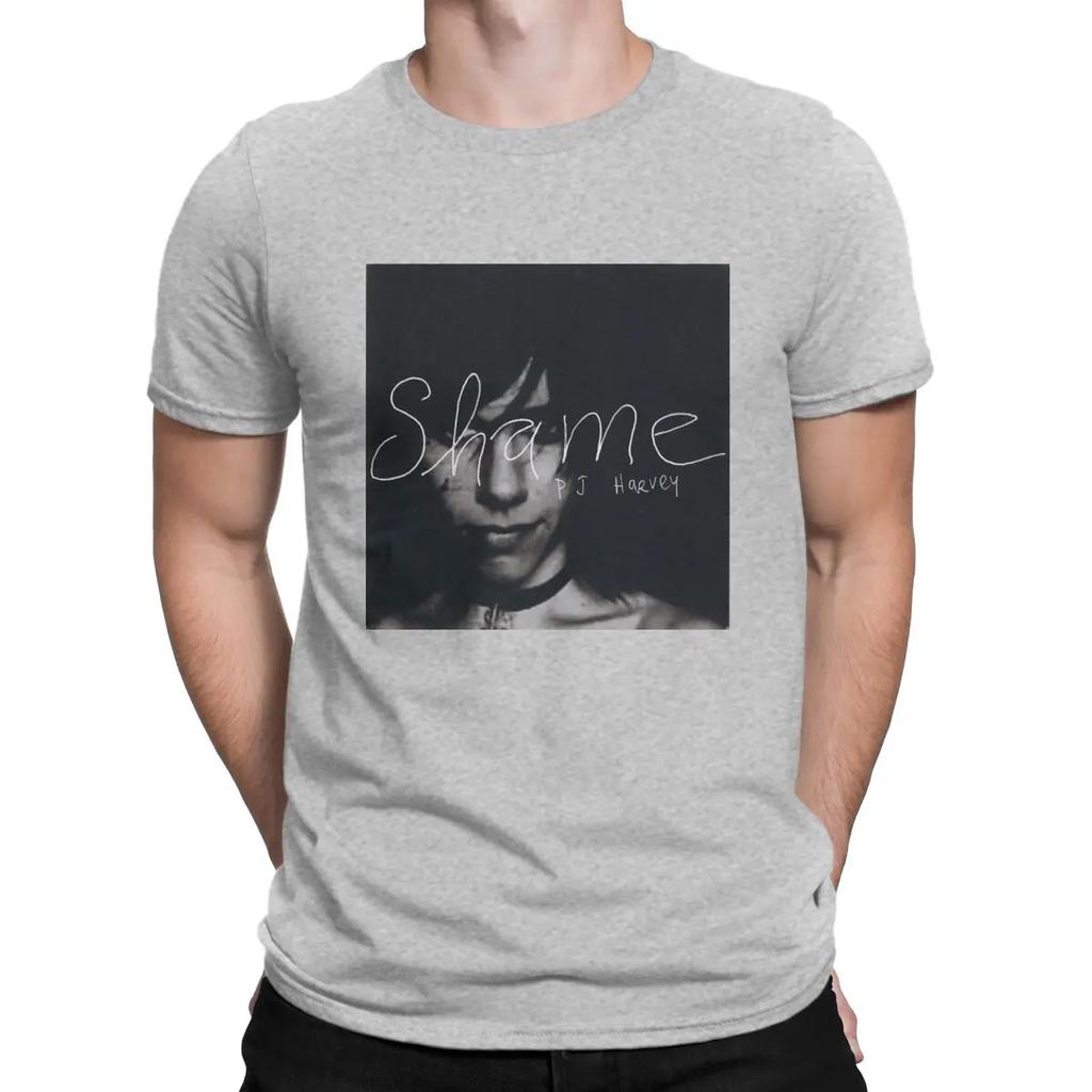 Shame T Shirt for Men Pure Cotton Novelty T-Shirts Round Collar PJ Harvey Tee Shirt Short Sleeve Tops Printed