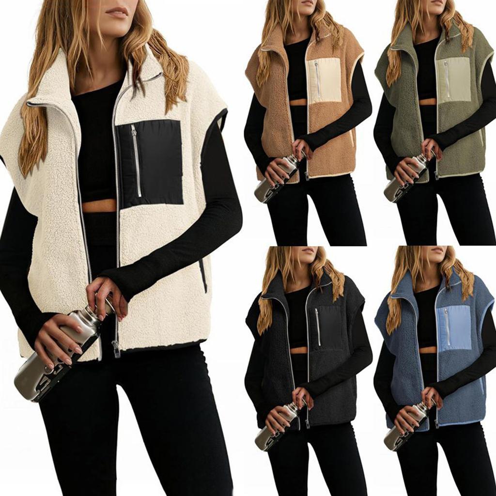 Women's Fashionable Fleece Vest, Warm And Casual Loose-fitting Fleece Jacket