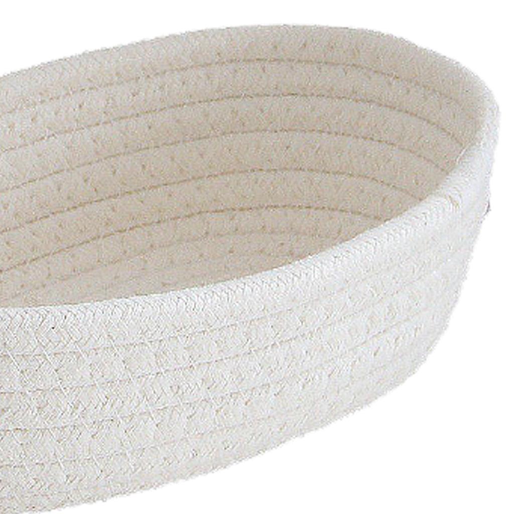 3 Pcs Desktop Storage Basket Oval Organizer Container Cotton Rope Hand Woven for Makeup Snacks
