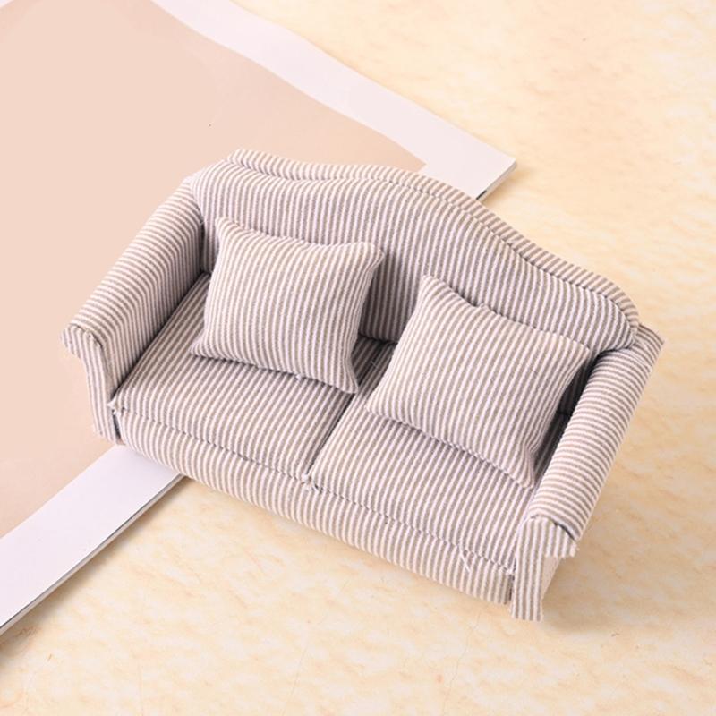 Handmade Miniature Sofa Model Figure 1/12 Dollhouses Decorative Accessories Detailed Wooden Furniture for Craft Project