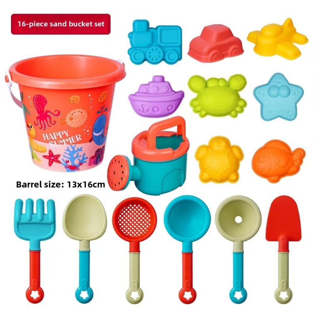 Children's Beach Toy Car, Baby's Water Play and Sand Digging Tool, Hourglass Shovel Bucket, Sand Set, Sand Pool Set