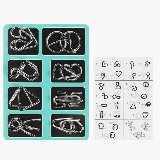 1/3 Sets Metal Puzzle Ring Brain Teaser 3D Wire Puzzle Game Kids Adults Mind Logic IQ Test Educational Unlock Interlock Toy Toddlers Boys Girls Gift
