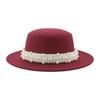 Top Hat Short Brim Hepburn Style British Style Small Round Tibetan High-end Jazz Hat Versatile Flat Top Felt Hat Pearl Premium New
