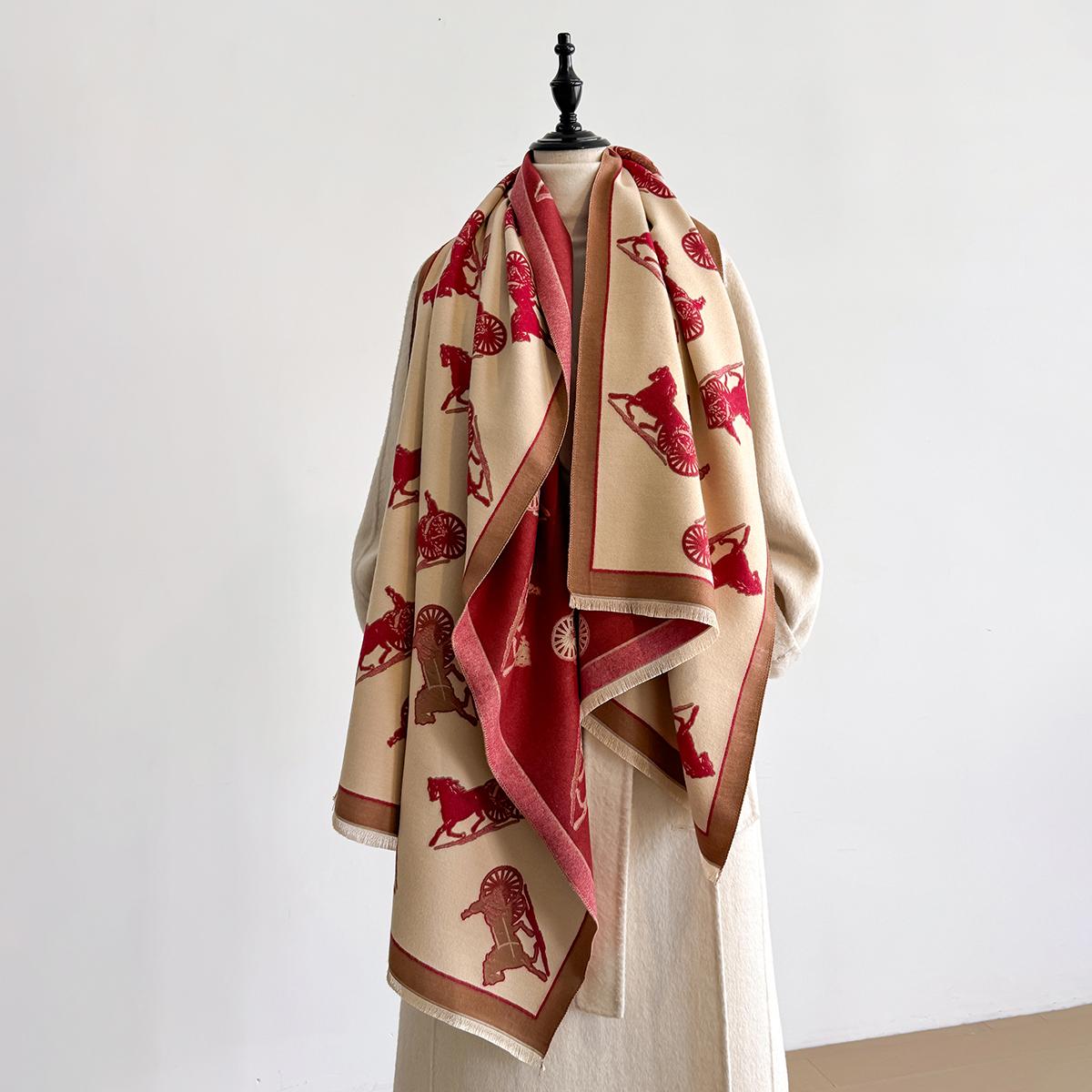 

Luxury Brand Winter Cashmere Scarf for Women - Tasseled Grid Printed Shawl, Warm Pashmina Wrap & Foulard Poncho