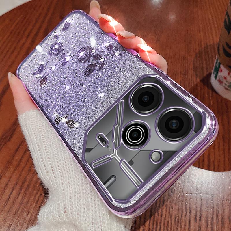 KADEM For TECNO Pova 6 5G/Pova 6 Pro 5G Case Glitter Sparkle TPU Phone Cover with Lanyard