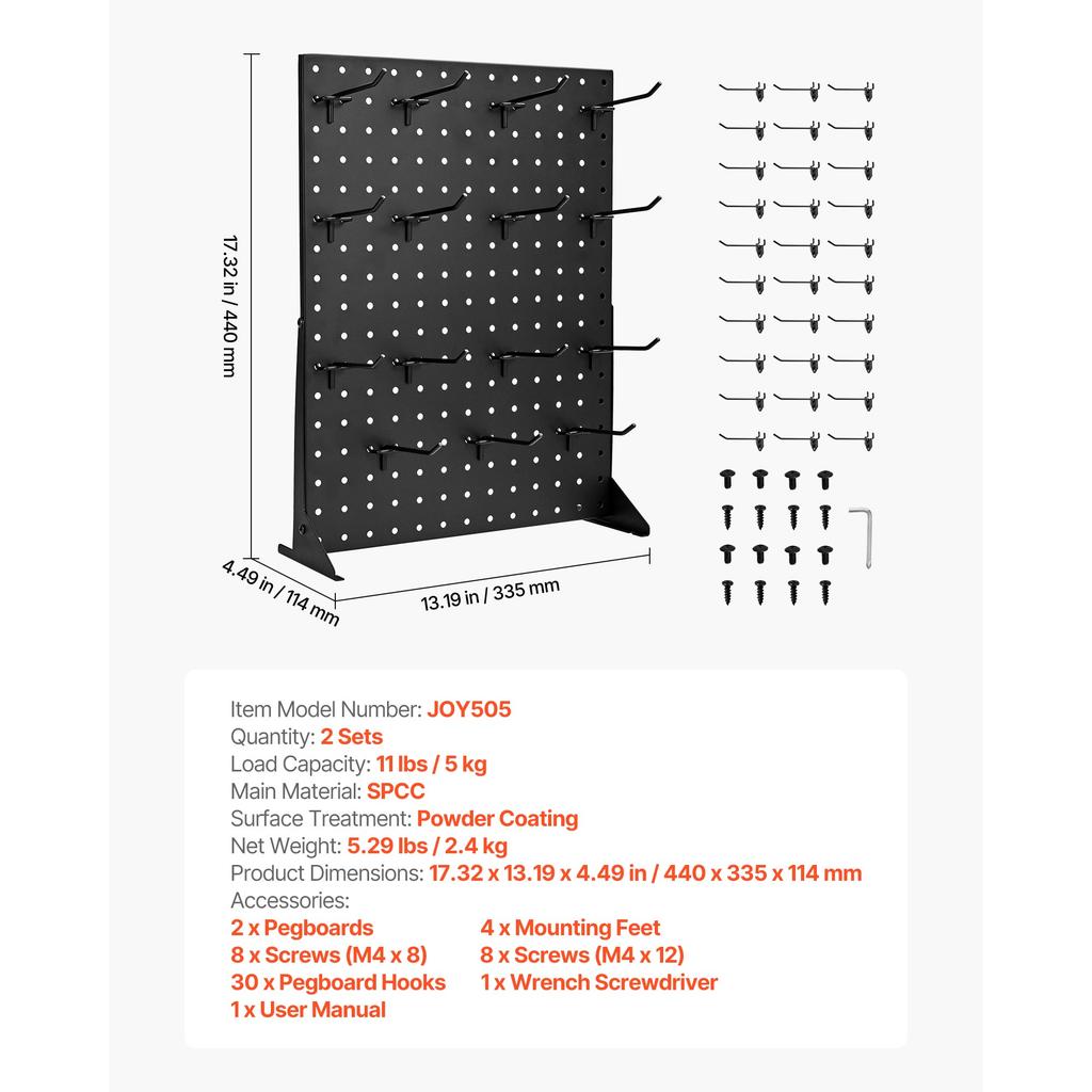 SucceBuy Pegboard Display Stand 17 X 13 In Tabletop Pegboard Display Stand with 15 Hooks for Retail Store and Jewelry Shop Black