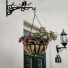 Bird Pattern Flower Basket Holder Wall Mounted Metal Bracket Hanger Rustic Style Wide Base for Outdoor Indoor Garden Yard Street