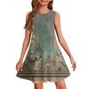 Girl Summer Dress Sleeveless Printed Color Casual Dress