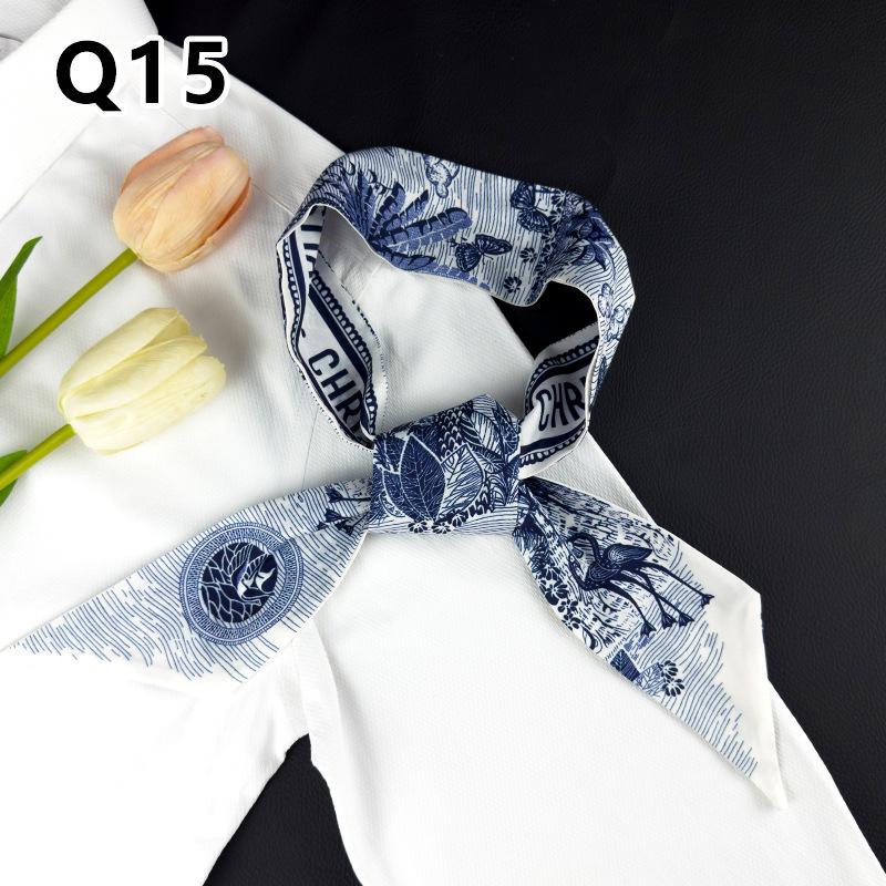 New Long Versatile Silk Scarf Tied Hair Band Bow Letter Floral Streamer Tied Bag Gift Small Silk Scarf