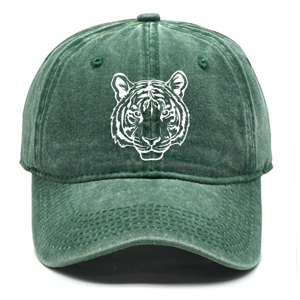 White Tiger Head Print Adjustable Caps Dad Hat Fit Unisex Animals Pattern Snapback Baseball Hat Choice For Outdoor Activities