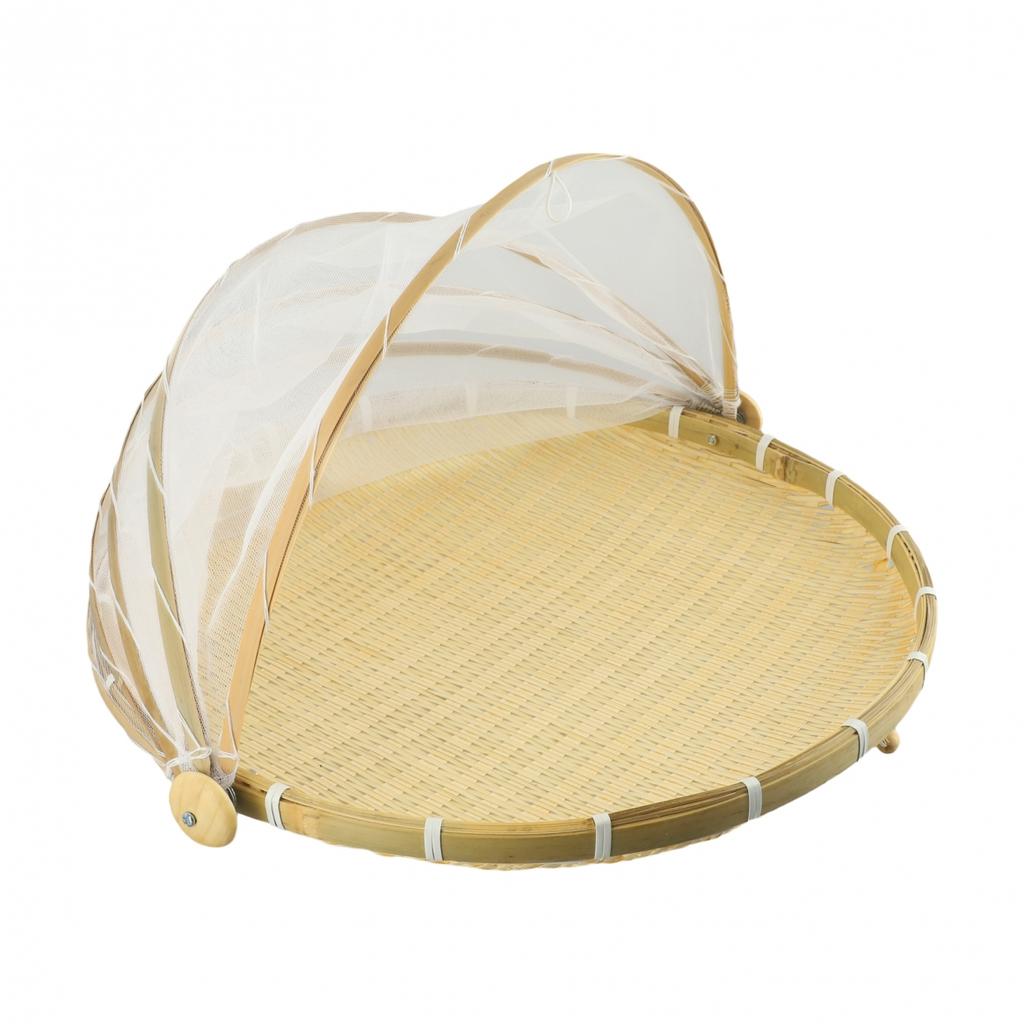 Woven Fruit Vegetable Basket with Anti-Mosquito Net Foldable Design