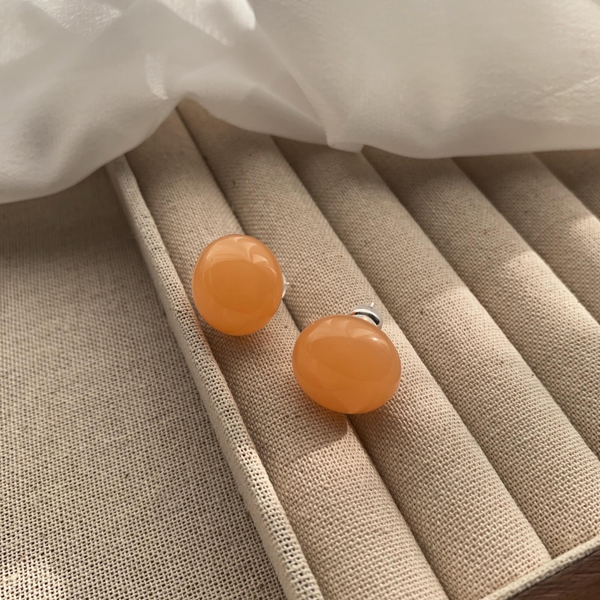 Серьги-пусеты  Дофаминовый шар  Весна-Лето: Сладкий, милый и простой дизайн оранжевый