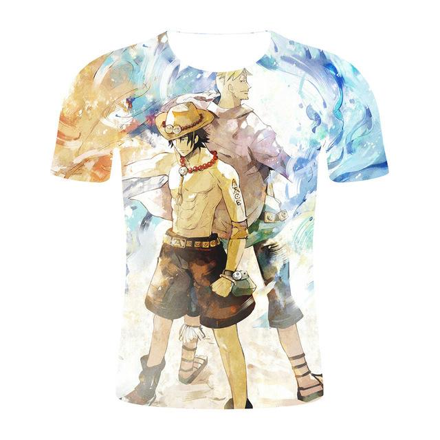 2023 Nové neformální pánské tričko s 3D potiskem Luffy Potisk O Neck Krátký rukáv Léto