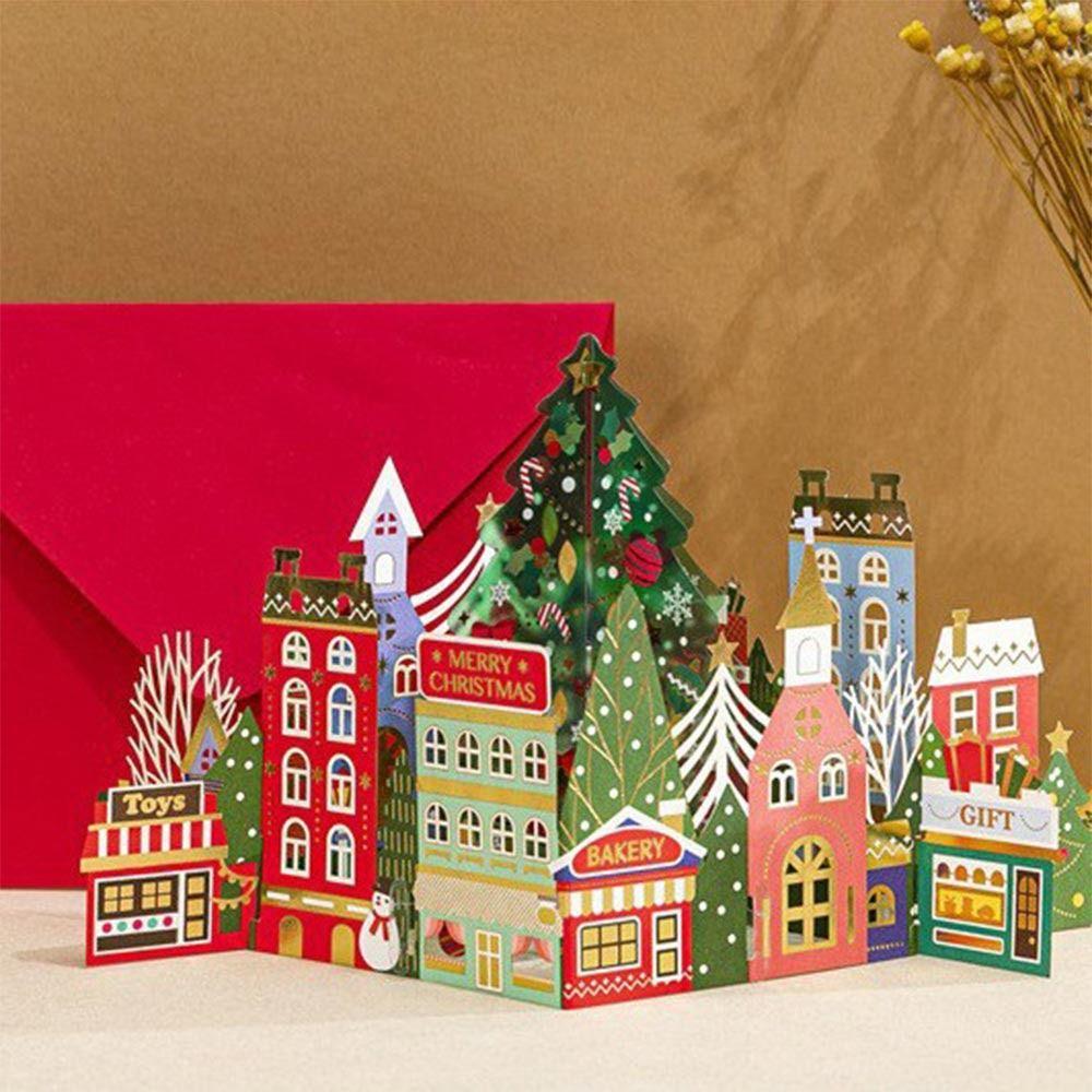 with Envelope Christmas 3D Greeting Card Paper Paper Carving Postcard  Festival