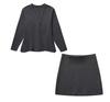 Fashion Knitted Skirt Sets For Women Elegant V-neck Lantern Sleeve Tops Hip Package Mini Skirts Street Lady Sets