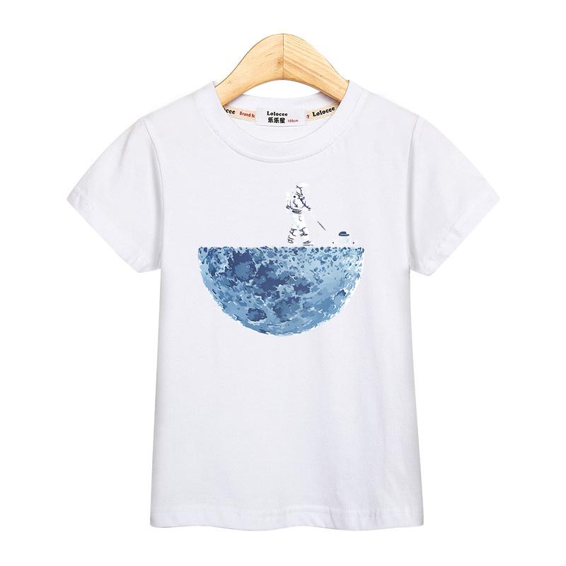 Astronaut New Cartoon T-shirt Boys Summer Shirt Children Short Sleeved Tops Spaceman Clothes