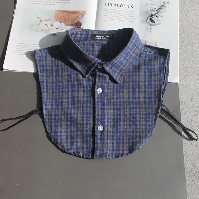 Plaid Fake Collar Shirt Children Print Collares Mujer Cotton Detachable Collar Choker Kids Boys Girls Removable Half Shirt