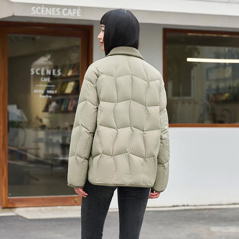 Tambur Women's Short Loose Fit Collared Down Jacket TD236266