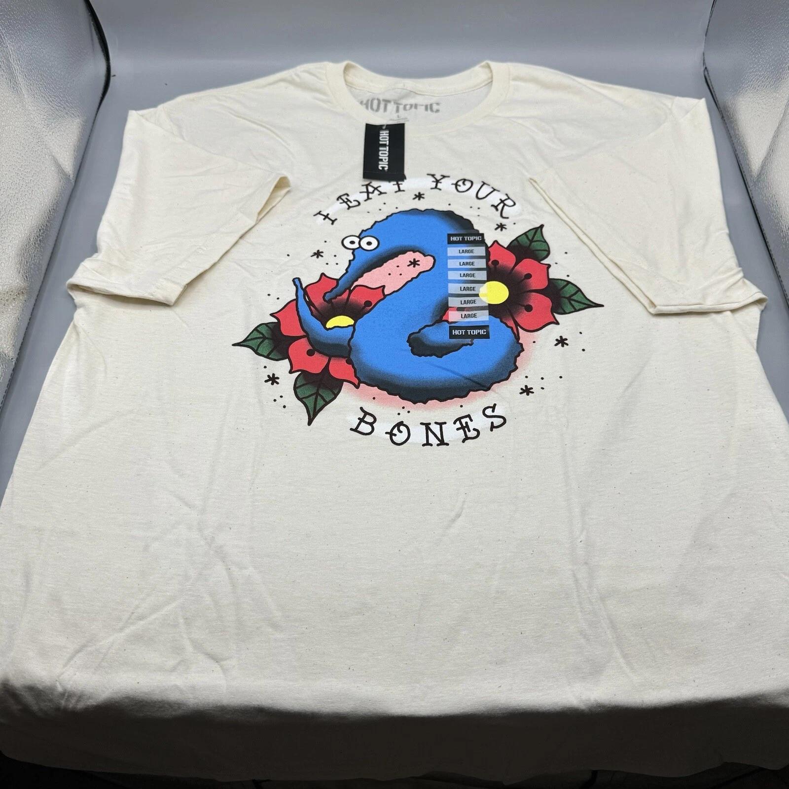Squiggle Worm I Eat Your Bones T-Shirt LARGE Flecked Cotton New Hot Topic 2XL
