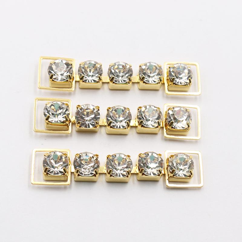 

New 10Pcs13 * 55MM Single Row Fully Transparent Rhinestone Bikini Connection Button Swimsuit Bikini Decorative Metal