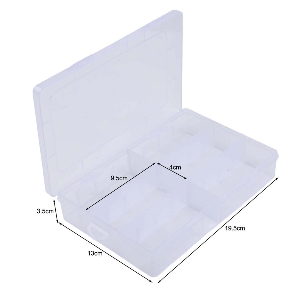 Plastic parts box with lid and customizable compartments for nails screws fish hooks jewelry and diverse small items storage