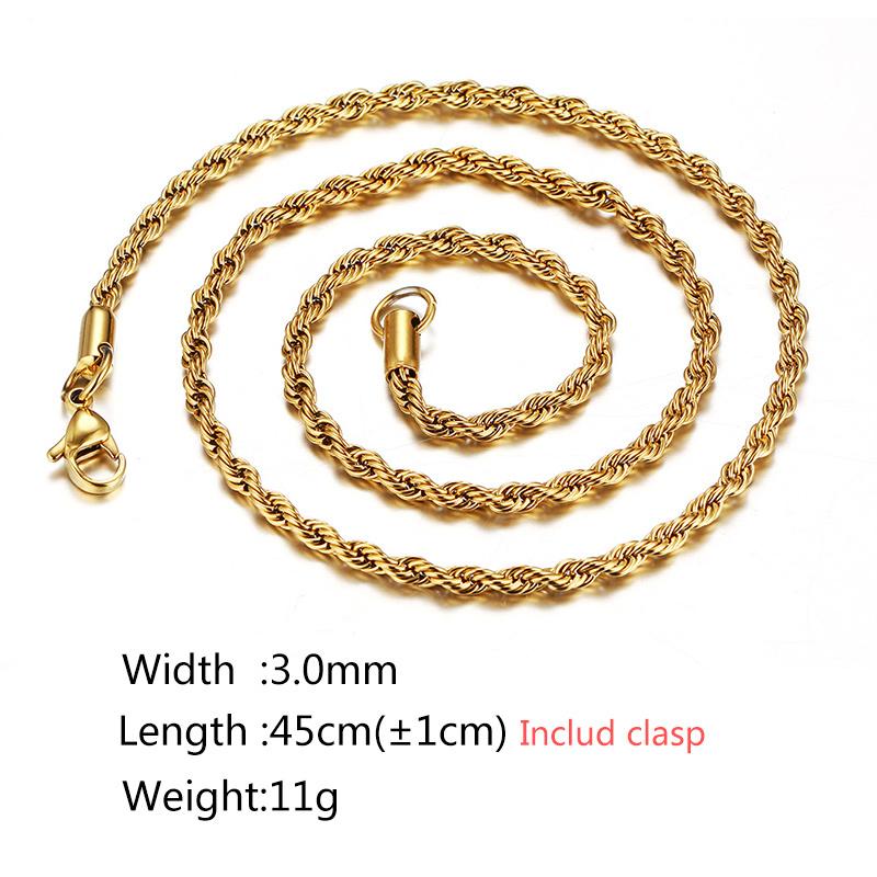 Chunky Chain Rope Link Stackable Necklace for Women, Stainless Steel Minimalist Jewelry, Gold Plated Oval Collar Chain Jewelry