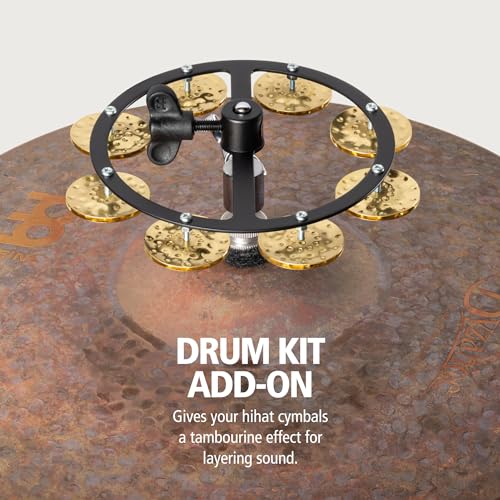 MEINL Percussion Headliner Series Hi-Hat Tambourine, Hammered Brass, 1-Row, HTHH1B-BK