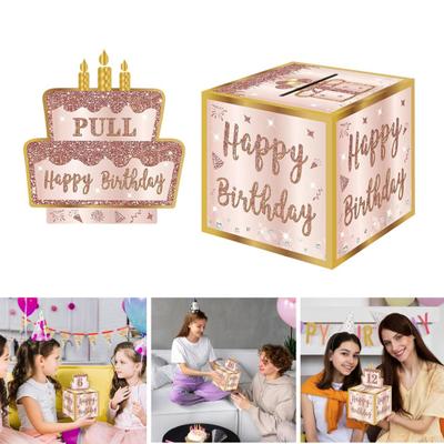 Happy Birthday Money Gift Box Kit with DIY Stickers Birthday Party Cash