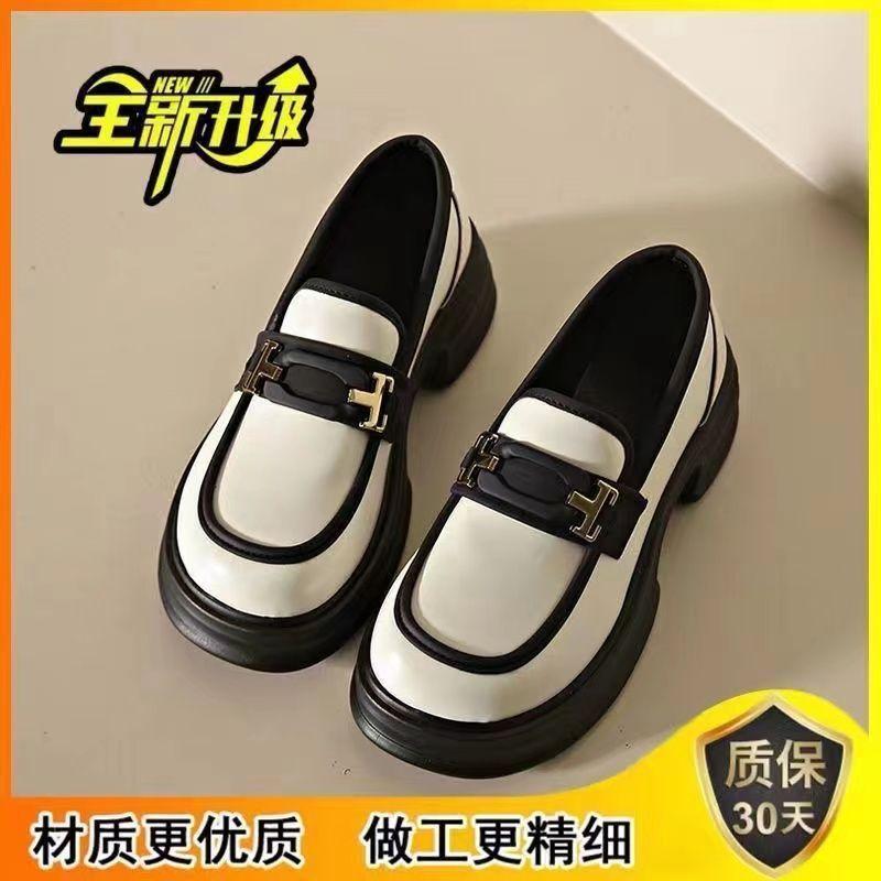 Platform British Style Small Leather Shoes Women's 2025 New Spring and Autumn Thick Heel Fashion Round Head One Pedal Casual Loafers