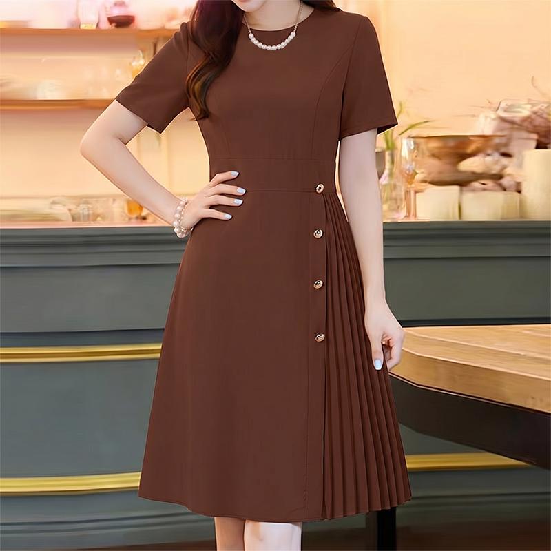 ZANZEA Lässiges Sommerkleid mit Rundhalsausschnitt und kurzen Ärmeln für Damen