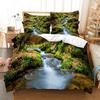 3D Digital Printing Bedding Set With Beautiful Landscape Pattern Down Bed Cover & Pillowcase - Home Textile