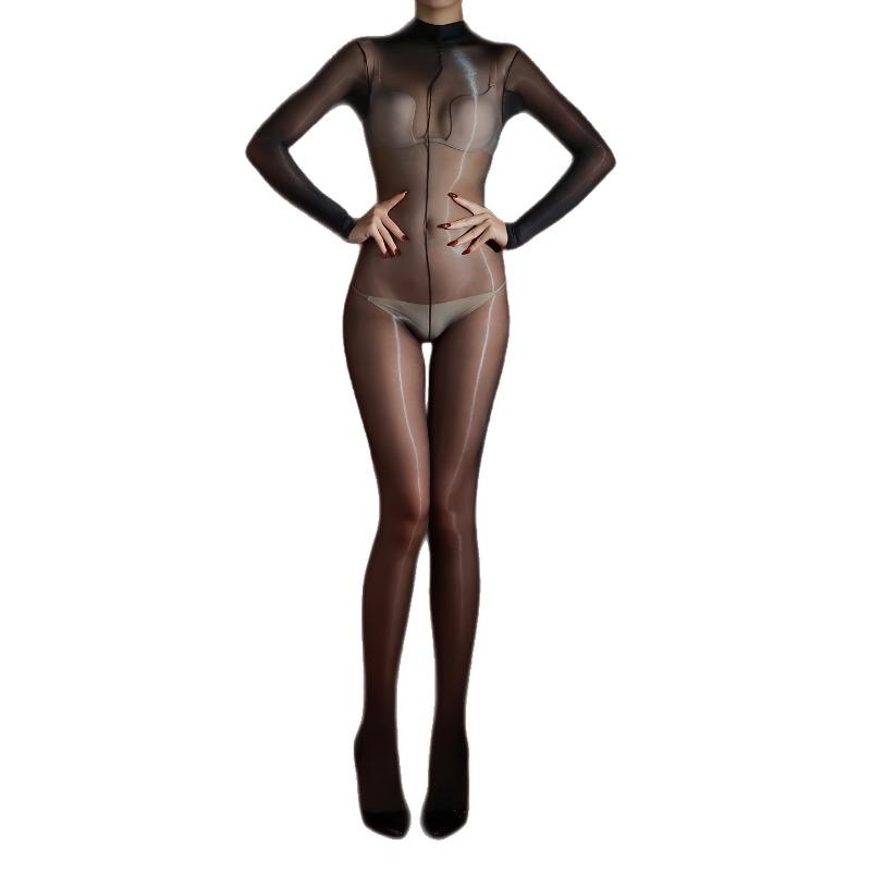 Sexy 512-Pin High-Density Onesie Turtleneck Ultra-Thin 5D Aurora Oily Tights Girl Bodystocking Sex Game Sm Toys Cos Ootd