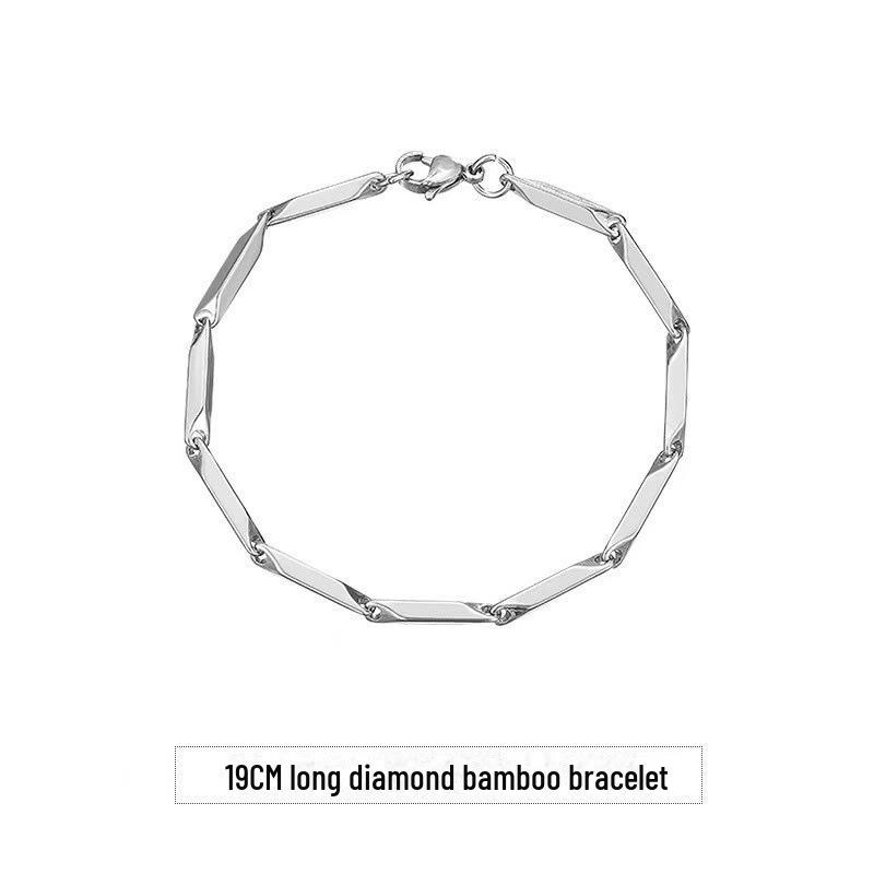 Diamond-Shaped Titanium Steel Necklace: Versatile Men's Accessory, Light Luxury Stainless Steel Sweater Chain, Women's High-End Long Necklace