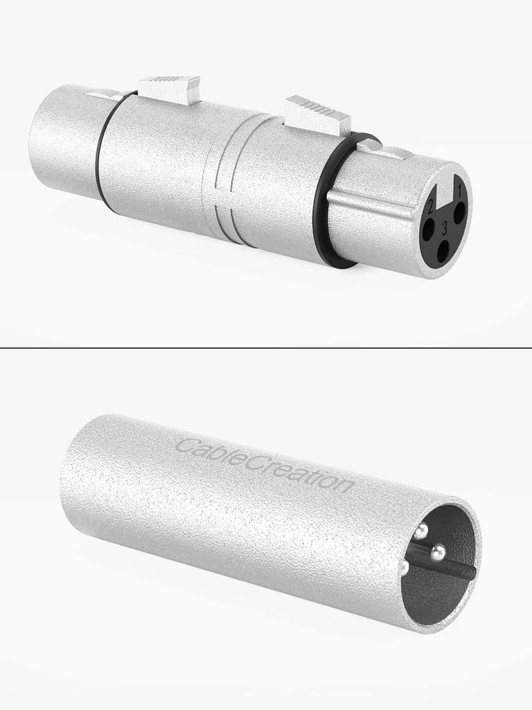CableCreation sets XLR XLR Canon XLR Conversion Stereo Mini Microphone Silver XLR, [2 available] Male-Male & Female-Female 3-Pin Adapter, Connector,