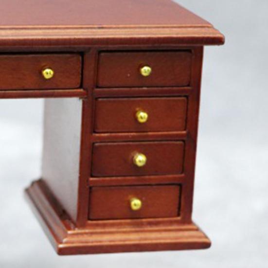 Drewniany Zestaw Biurko i Krzesło do Domku dla Lalek w Skali 45669 w Stylu Retro Miniaturowe Meble