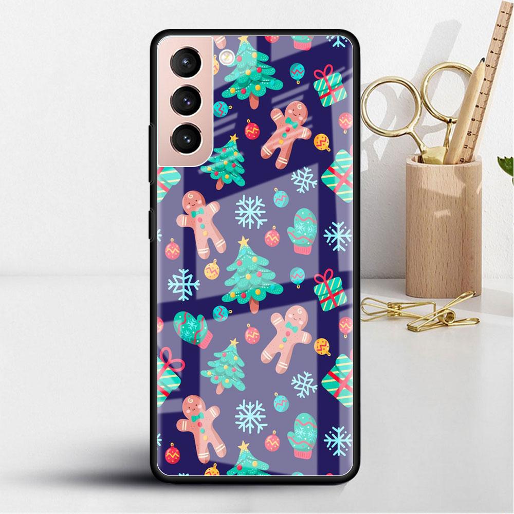 

Glass Case For Samsung Galaxy S22 S20 FE S21 Plus Phone Cover S10 5G S9 Note 20 Ultra 10 Lite Shell Cute Christmas Cartoon Samsung Note 9