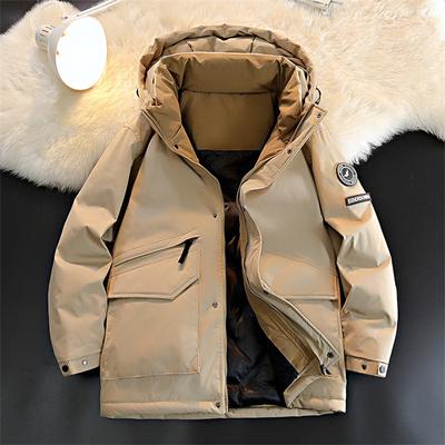 Winter New Plus-size Men's Tooling Down Jacket with Wool Thickened Warm Lapel Hooded Bread Suit