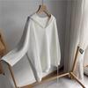 Lazy Style Women Hollow Out Hooded Knitwear Spring Summer White Long Sleeve Casual Loose Pullover Tops Female Sweater