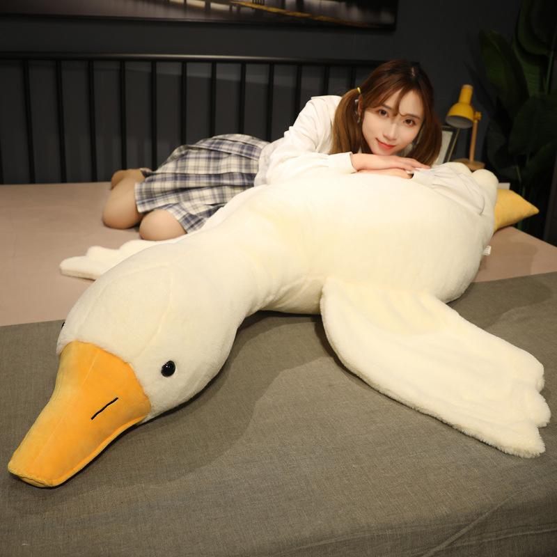 Big White Goose Throw Pillow Plush Toy Big Goose Doll Cloth Doll Bed Pinch Legs Sleeping Doll Birthday Gift Girl
