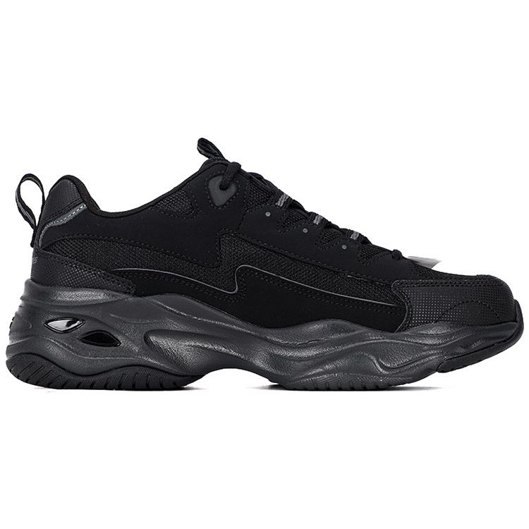 Skechers DLites 4.0 PU Mesh Synthetic Leather Comfortable Breathable Support Low Top Dad Shoes Men Sneakers Black 237225-BBK