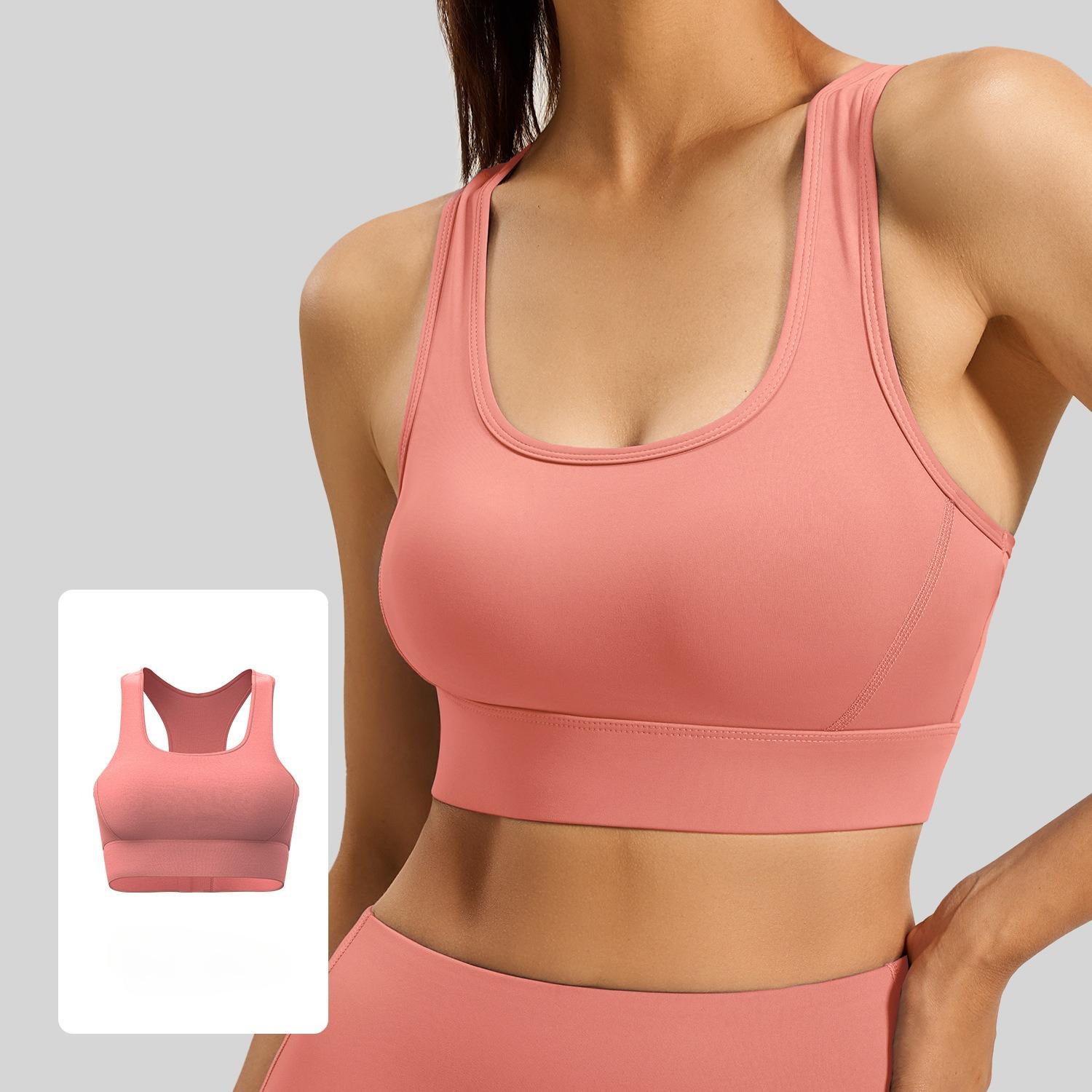 

Racerback Clasp Sports Bra for Women High-strength Shockproof Fitness Yoga Sports Bra 2XL рожевий