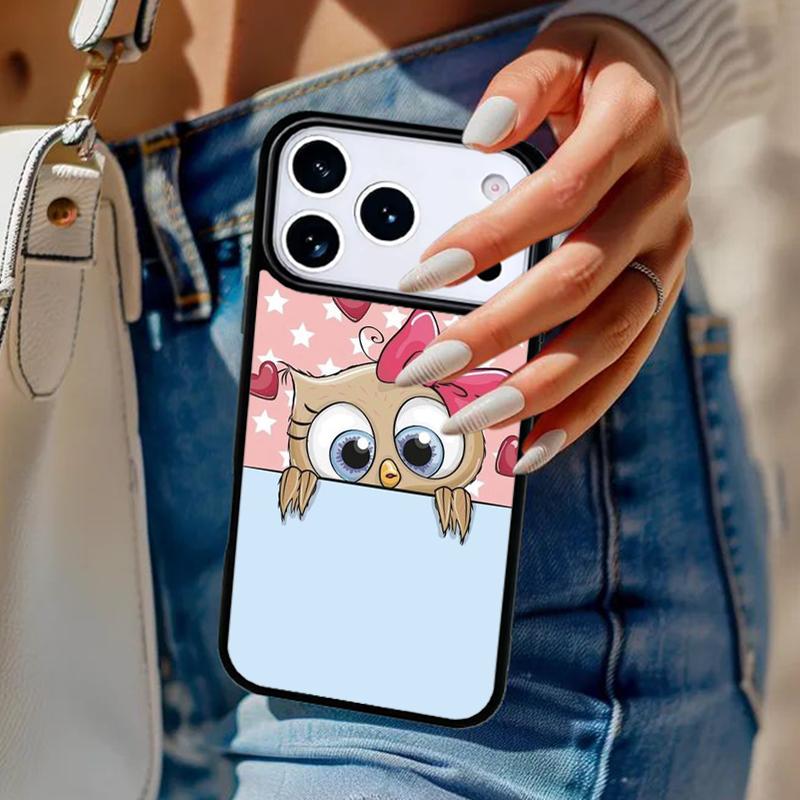 Fashion Cartoon Owl Phone Case For iPhone 17 Air 14 15 13 12 Max Cover For Apple 14 15 16 16e 11 Pro Max Plus Coque