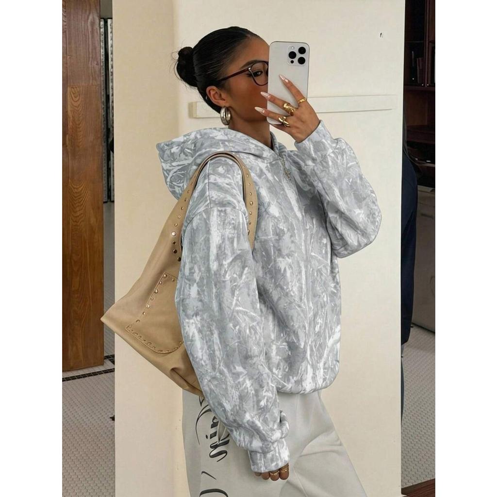 Fall Winter New Women's Hooded Pullover Leopard Print Long Sleeve Casual Sweatshirt