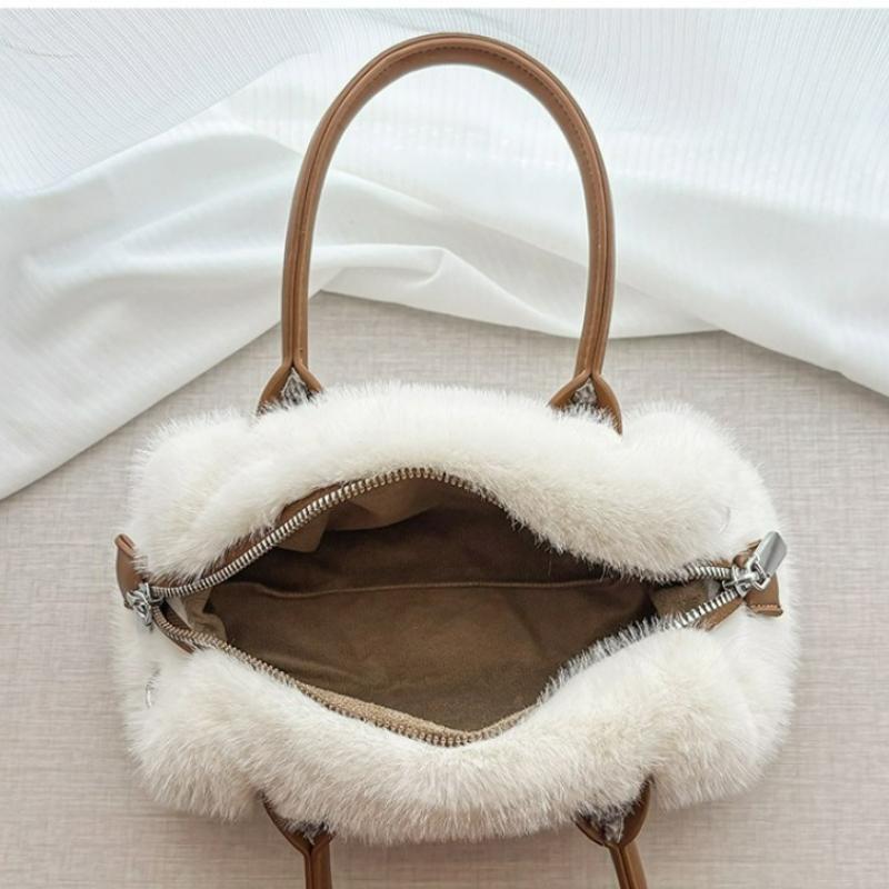Fashiable Plush Crossbody Bag for Daily Commuting Versatile Single Shoulder Bag Korean Versi Cute Handle Bag
