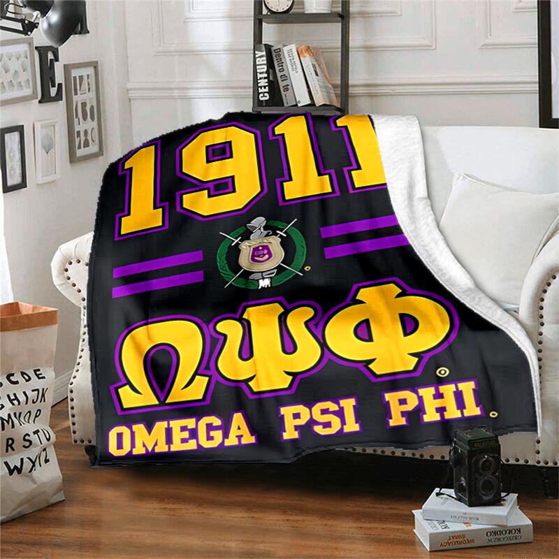 1pc Blanket Omega Psi Phi logo1 Print Design, Lightweight Blanket for Sofa, Bed- Soft &Warm, Gift for All Seasons like Christmas, Halloween