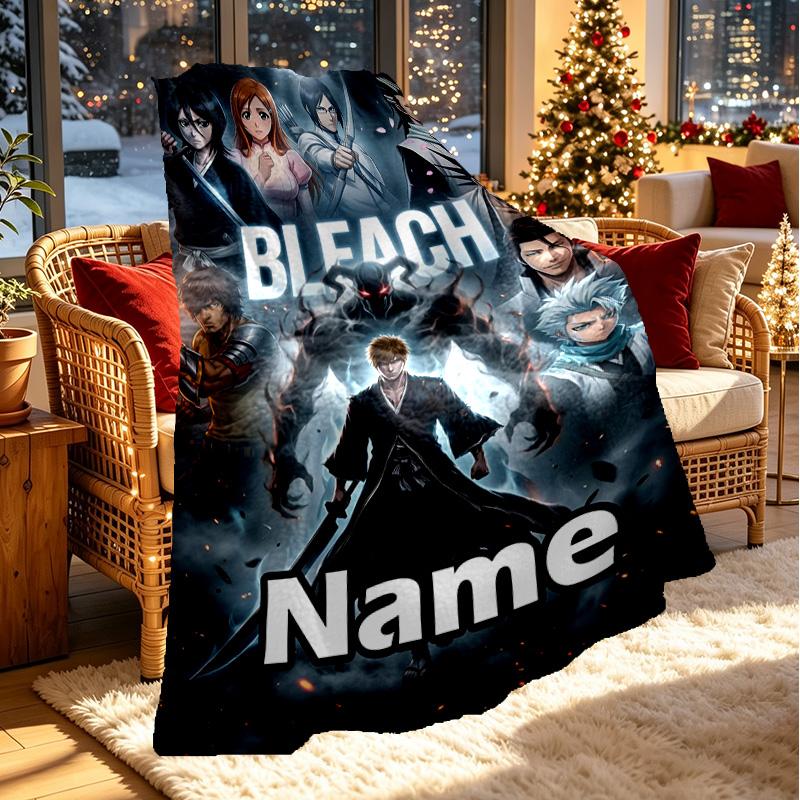 Custom Name Personalized BLEACH Print Blanket, Home Decor, Bedroom, Sofa, Camping, Couch, Gifts for Birthday ChristmasEnthusiasts