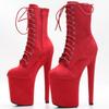 8"Heel 4"Platform Extreme High Heel Pole Dance Flannel Material Ankle Boots